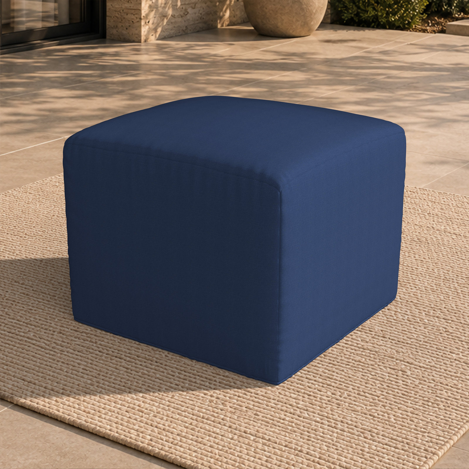 Praia 22" Sunbrella® Patio Ottoman, Canvas Navy Sunbrella® Canvas