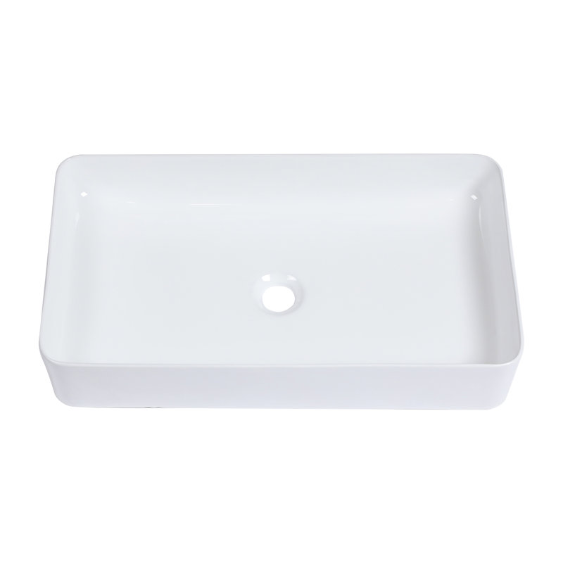 Modern 24"X14" Ceramic Vessel Sink - Rectangular, Stain , For Home, , Restaurant, Office Building Quality 24X14 Rectangular Bathroom White, Polished Surface, Different Uses