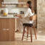 Ensemble de 4 tabourets de bar pivotants avec dossier et pieds en bois, tabourets de bar rembourrés à hauteur de comptoir de 26 po, similicuir moderne pour comptoir de cuisine-417981936-417981939
