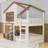 Wood Floor Bunk Bed With Bookshelf And Guardrails-376577638-376577642
