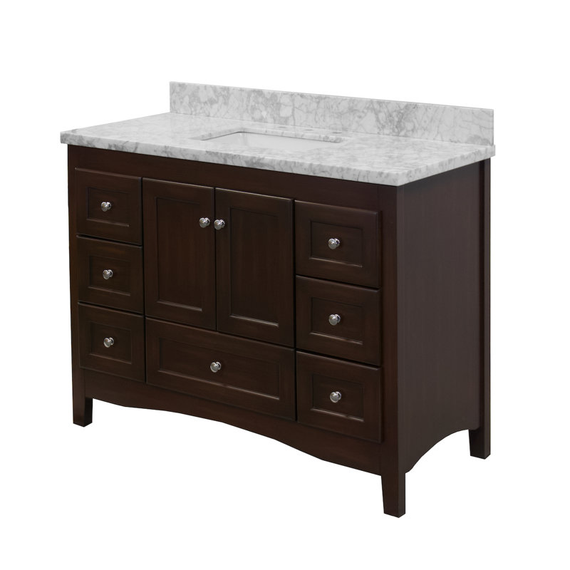 Fresno 48'' Chocolate Wood Single Bathroom Vanity with Carrara Marble Top