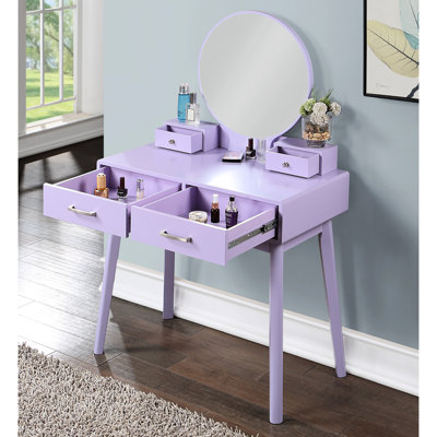 Tabouret de coiffeuse en bois mauve - Design contemporain avec meuble-lavabo