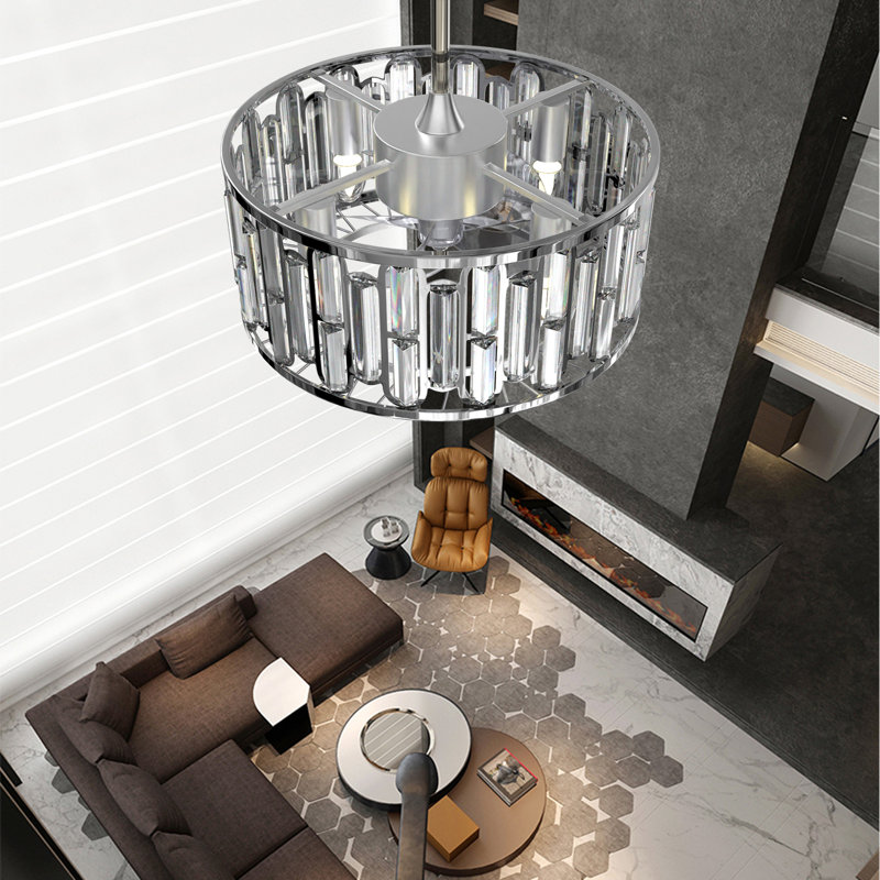 Amarlia 18'' Modern Bladeless Ceiling Fan with Crystal Accent, Chrome