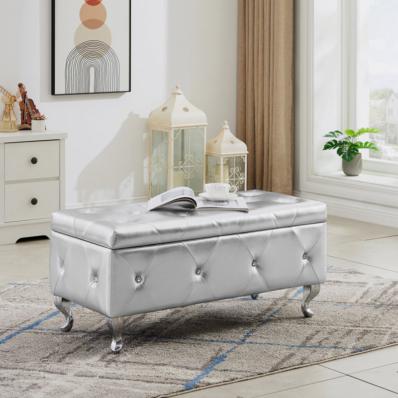 Banc de rangement repose-pieds, Argent argent