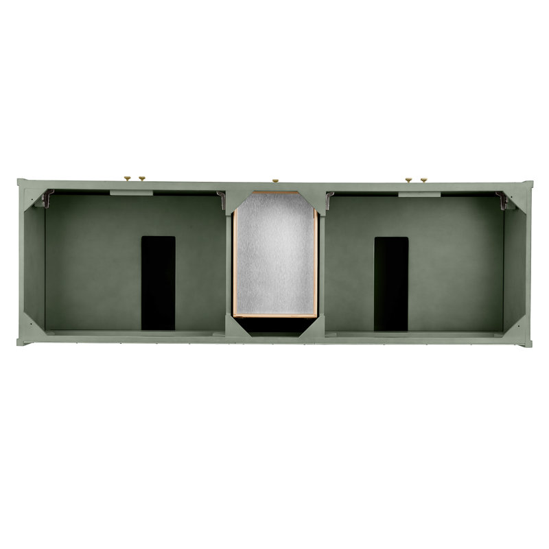 Base de meuble-lavabo double l 72 po Chicago, Céladon fumé, Laiton champagne