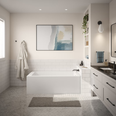 Nevia 6032 IFS AFR Acrylic Right Corner Right-Hand Drain Bathtub in White with Linear Overflow