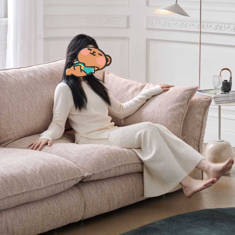 Creamy Style Pink Straight-layout Sofa
