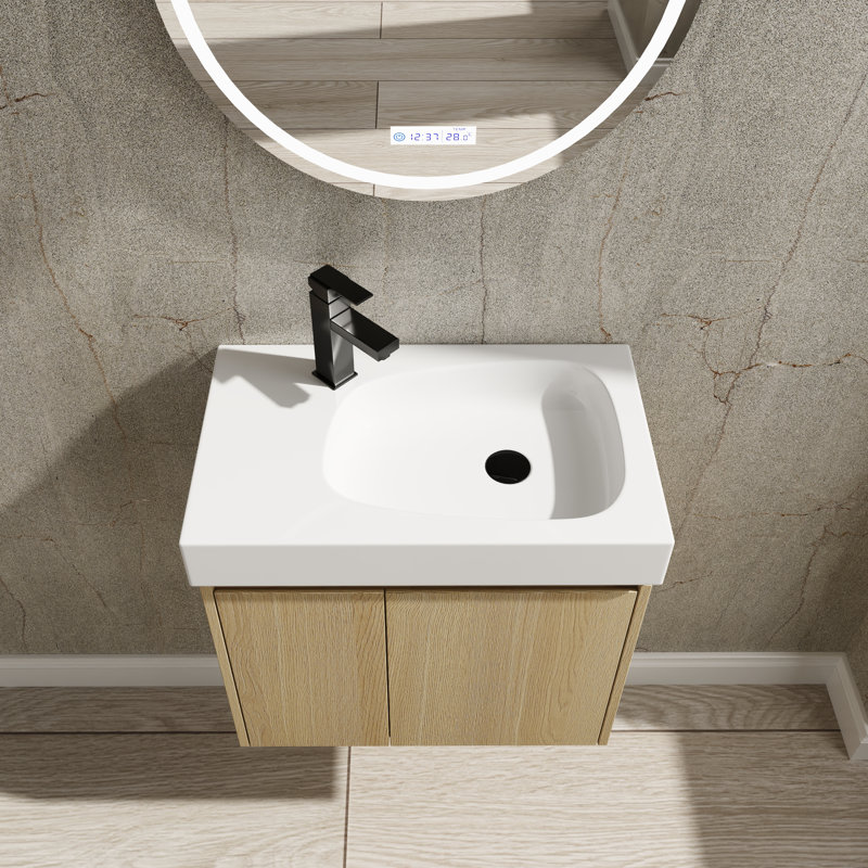 Meuble-lavabo simple avec plateau en résine 23,63 po Cambon, Chêne