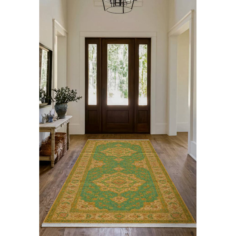 Tapis marocain en coton et polyester à imprimé numérique Zyana Collection, Tapis de couloir 3 pi 4 po x 8 pi 3 po