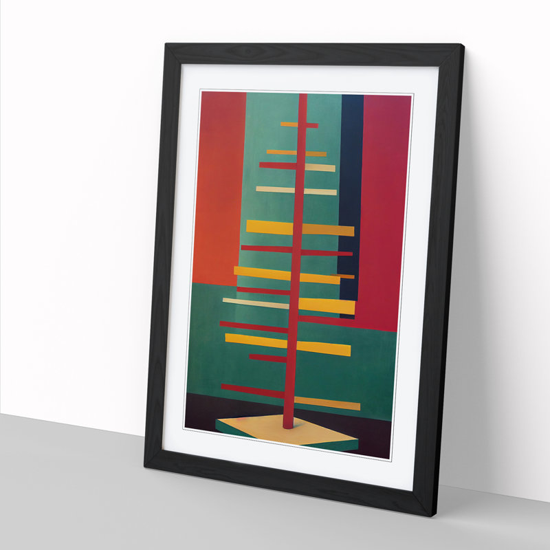 Retro Tree - Single Picture Frame Print, 34cm H x 25cm W x 2cm D, Walnut