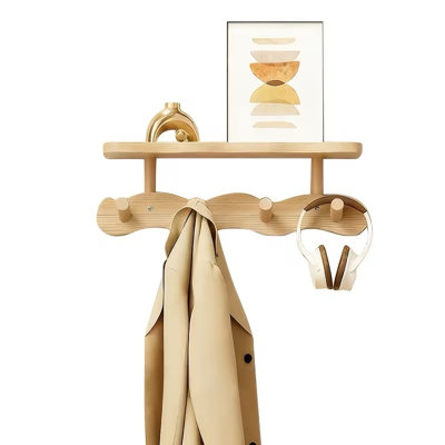Portemanteau avec tablette - ton bois naturel