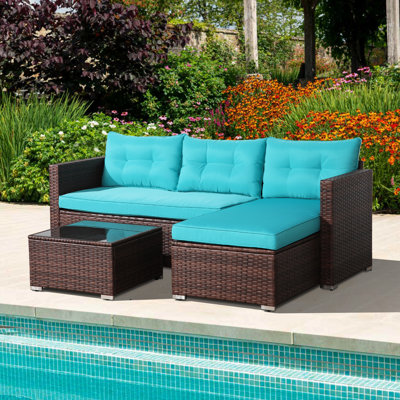 Presious 3 Piece Rattan Sofa Seating Group with Cushions
