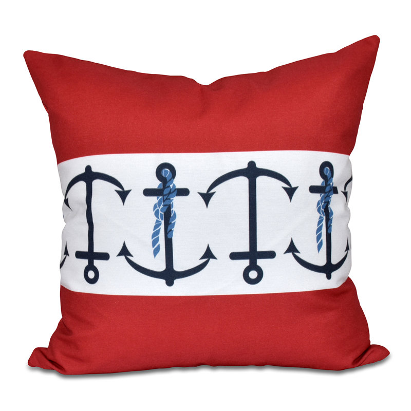 Nautical Nights Square Pillow Cover & Insert, 18" H x 18" W, Red
