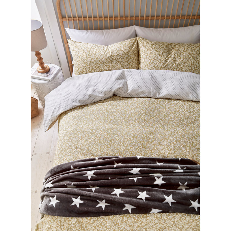 Elmont Cotton Duvet Cover Set, Super King Duvet Cover + 2 Standard Pillowcases, Yellow