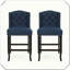 Ensemble de 2 tabourets de comptoir à oreilles touffetés en tissu contemporain-121321842