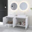 Meuble-lavabo de 60 po avec lavabo, armoire de rangement autoportante avec 4 portes, 2 lavabos rectangulaires en céramique à rayures blanches et comptoir blanc Carrara, sans robinet, couleur blanche-710503515