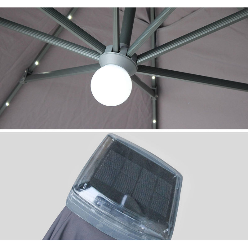 Judkins 400cm X 300cm Rectangular Lighted Cantilever Parasol, Beige Brown