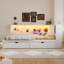 Lit de jour en bois avec tablettes, ports USB, éclairage DEL et 2 tiroirs-125069596