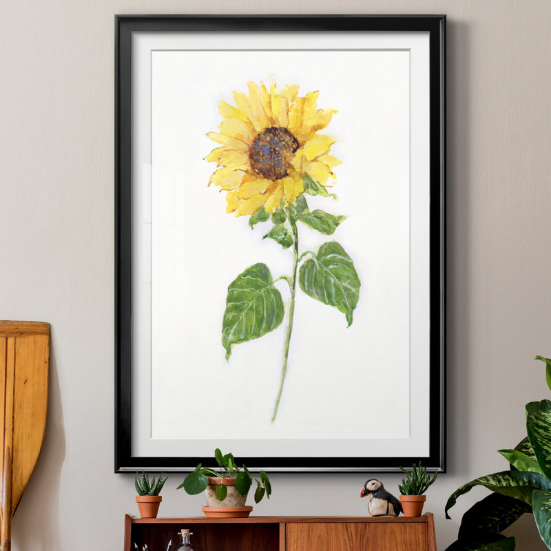 Tournesol II - imprimé, Papier avec cadre noir, H 26,5 po x l 36,5 po x P 1,5 po