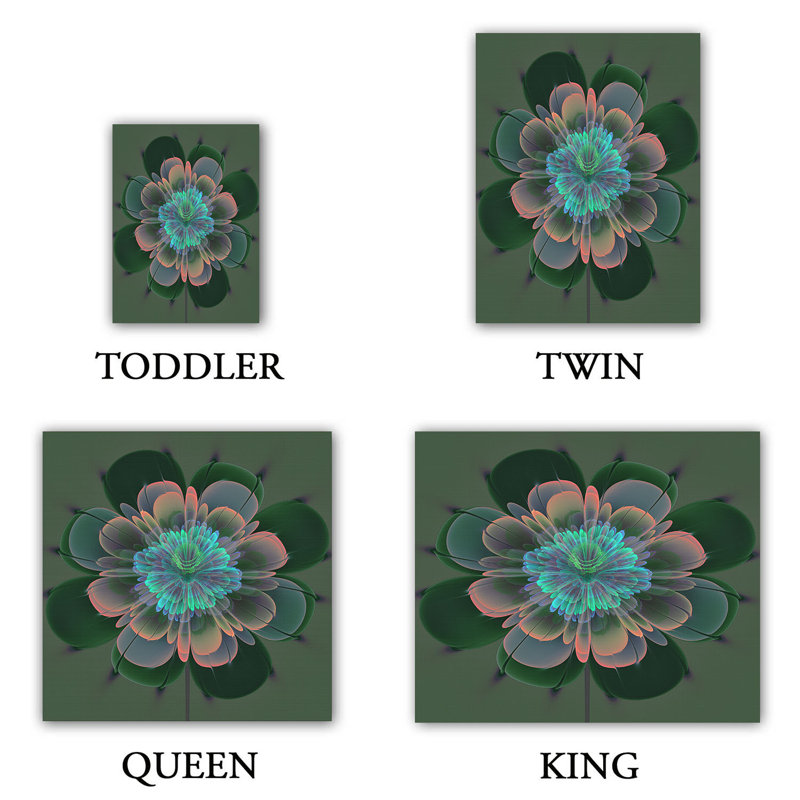 Ensemble de housse de couette de fleurs ghost, 1 housse simple + 1 taie standard, Vert / bleu