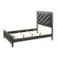 Grand lit Kay, capitonnage en faux diamant, revêtement gris, bordure argentée, bois-93513250