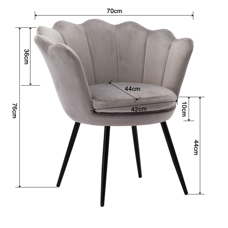 Aguilard Upholstered Armchair, Velvet, in Grey, Black