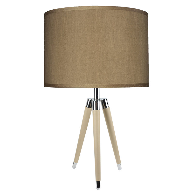 Lampe de table à trépied 27 po Linco, Soie taupe, Brun clair