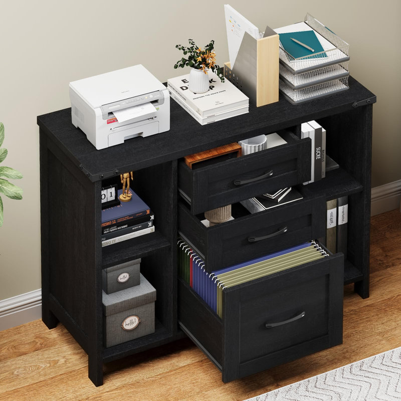 34.65 " Wide Storage Cabinet with, Black