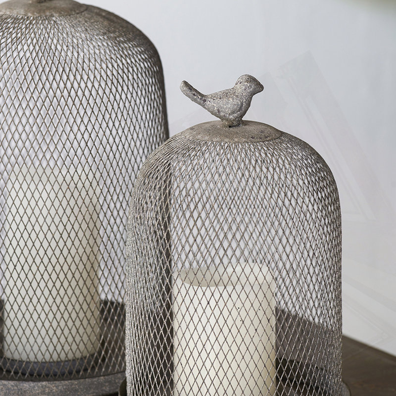Ensemble de 2 porte-bougies en maille gris antique Ophira Sparrow