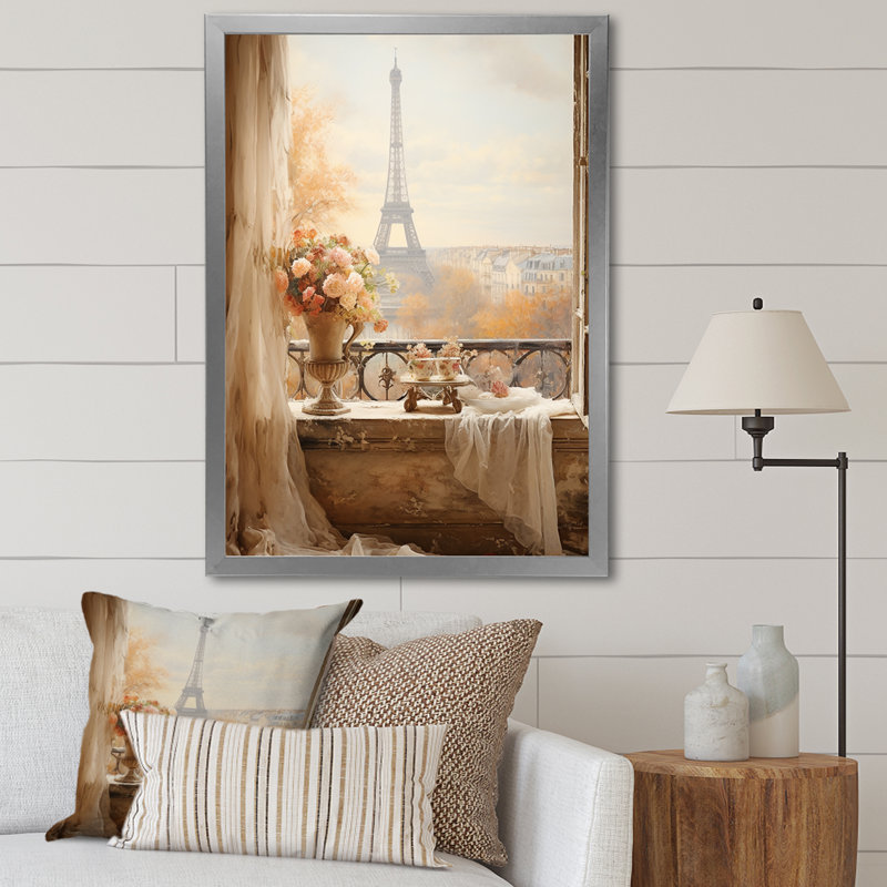 «Paris Spring Spring Elegance I - City Paris, art mural», Cadre simple argenté, H 20 po x l 12 po x P 1 po