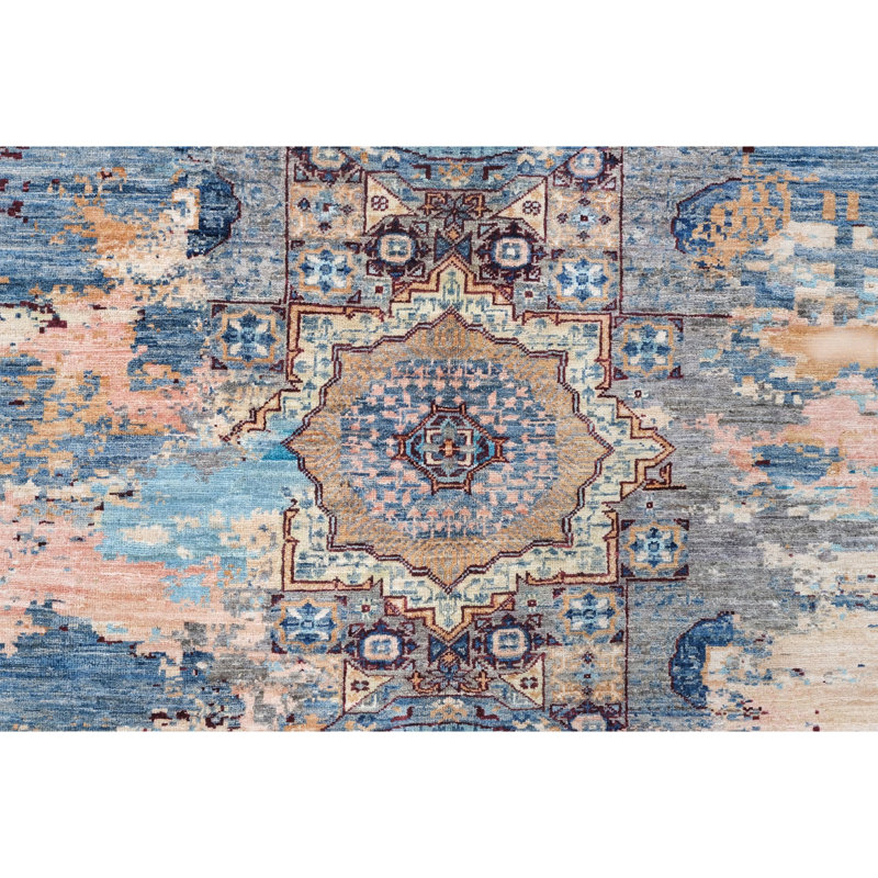High-Quality Hand-Knotted Red And Blue Area Rug