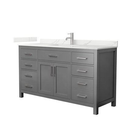 Beckett 60" Freestanding Single Bathroom Vanity with Quartz Top