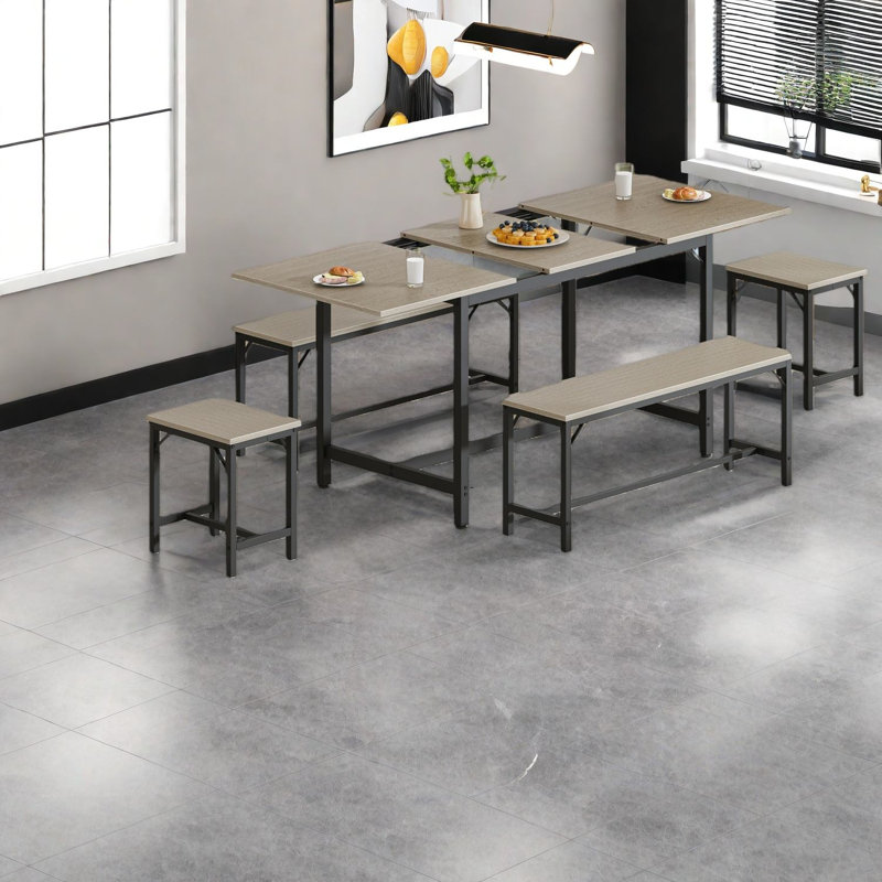 Ensembles de table de salle à manger extensible (doit inclure à la fois la table et la chaise), bois acier