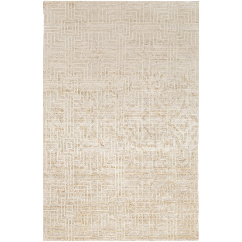 Tapis beige noué à la main Terrance, Rectangle 2 pi x 3 pi