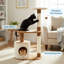 Tour pour arbre à chat de 37,5 pouces de hauteur - Tour à chat à 3 niveaux pour chats d'intérieur avec perchoir, perchoir de chaton, poteaux à griffer en sisal et jouet suspendu - Accessoires pour animaux de compagnie par PETMAKER (brun)