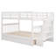 Lit superposé d'escalier blanc avec tiroir et garde-corps pour la chambre à coucher, amplement de rangement nécessaire, pieds en pin massif blanc, tiroir, rangement, rail, escalier à quatre marches-770266808
