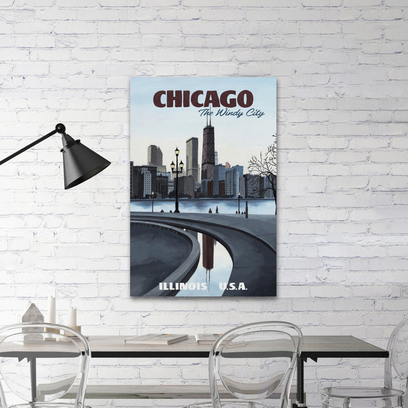 «Skyline View of Chicago», reproduction d'art sur toile tendue, H 18 po x l 12 po x 1,5 po