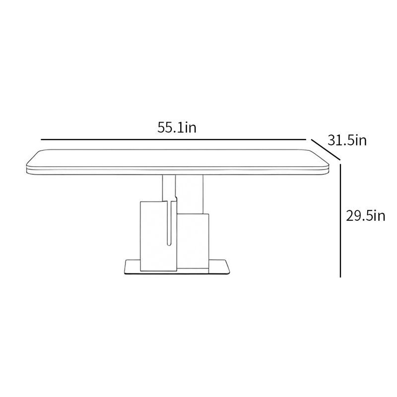 Modern light luxury rectangular dining table, 29.5"H x 55.1"L x 31.5"W
