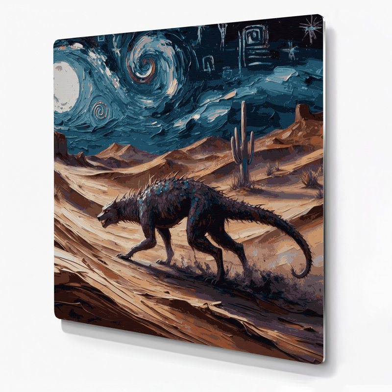 «Southwestern Animals» Chupacabra 14, art mural en métal mauve, H 384 po x l 384 po x P 0,05 po
