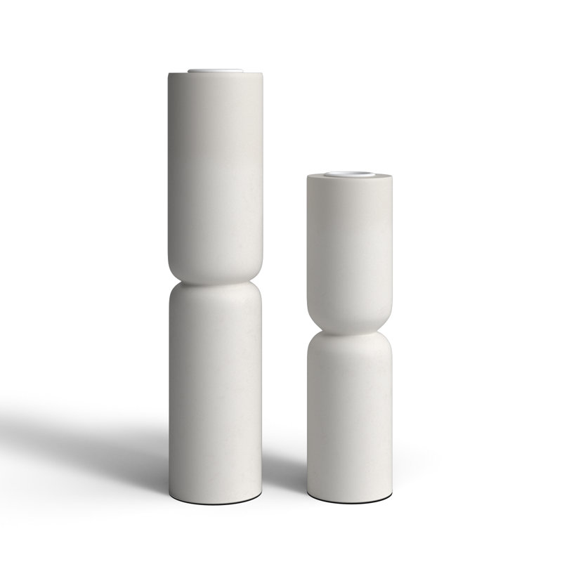 2 Piece Wood Tabletop Pillar Set, White