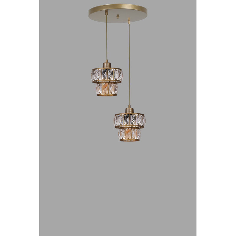 Lustre, Doré, 2 niveaux, Deux lumières