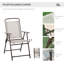 Ensemble de salle à manger de patio 6 pièces pour 4 personnes, table en verre de H 27,25 po et 4 chaises pliantes en filet avec parasol beige