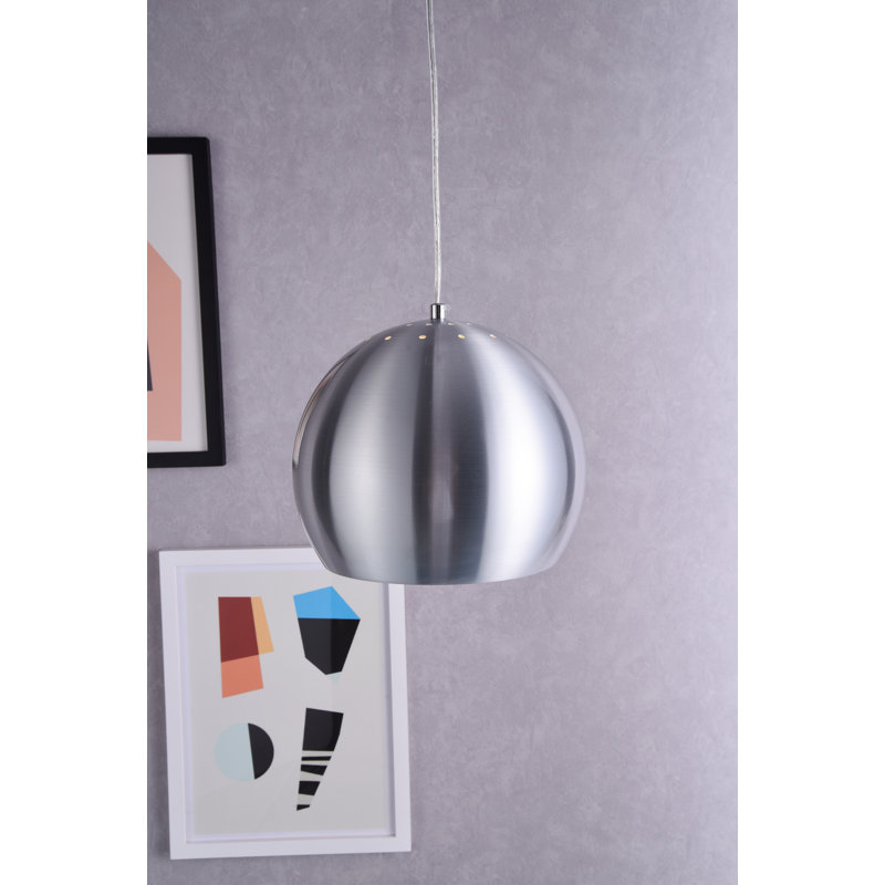 Luminaire suspendu en forme de dôme à 1 lumière Albertville, H 8,6 po x l 10 po x P 10 po, Noir