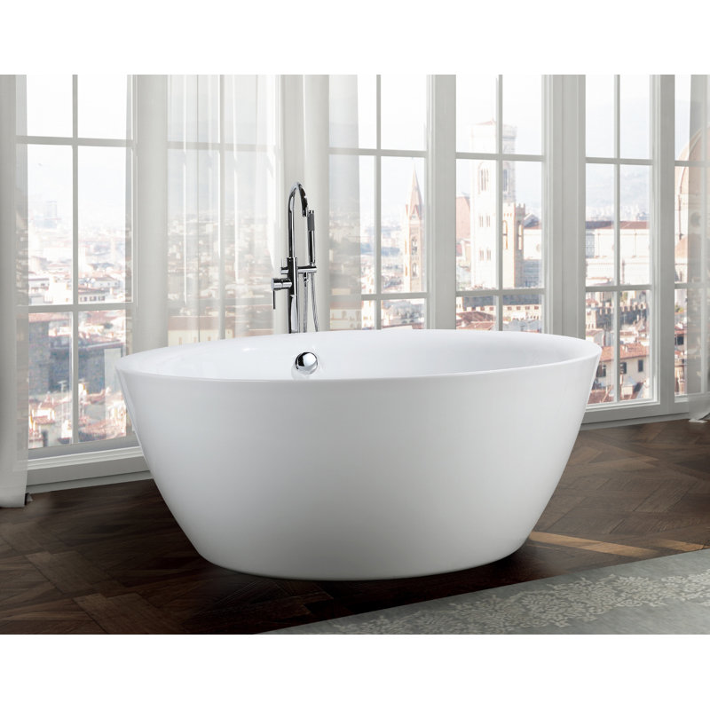 Toulouse 59.1'' x 59.1'' Soaking Acrylic Bathtub, Glossy White