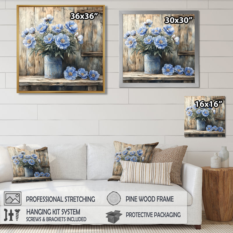 Acier bleu pivoines par la remise I - pivoines, art mural, Reproduction encadrée d'une seule photo, Noir, noir, noir, noir