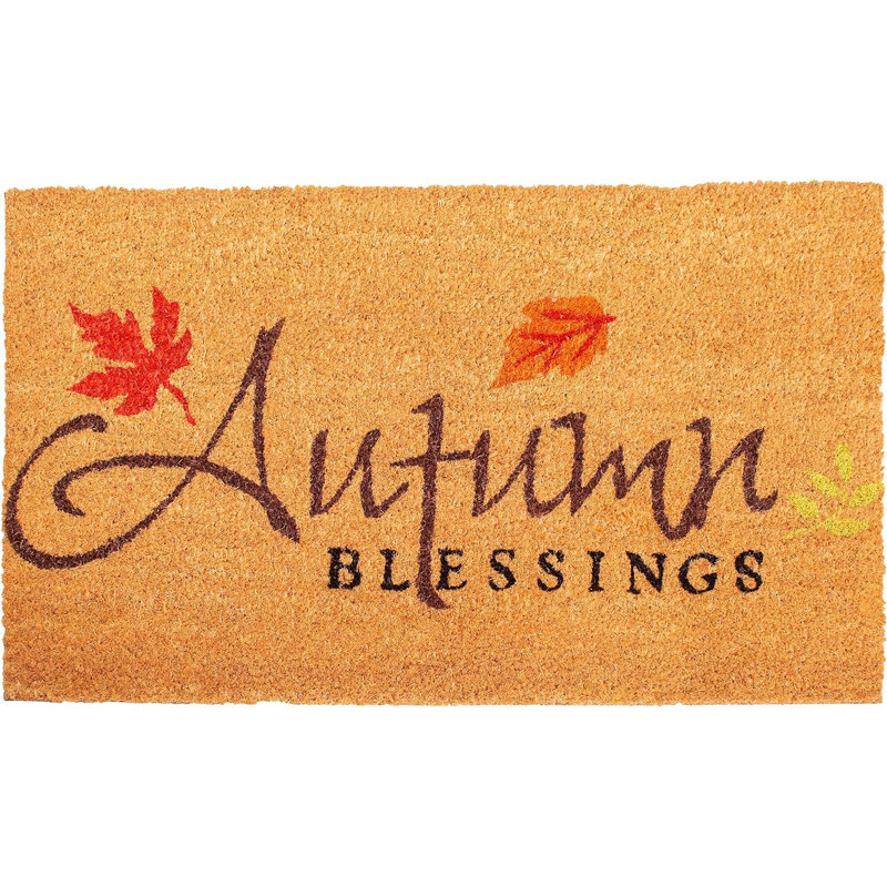 Paillasson 17 po x 29 po naturel noir et orange Coir Autumn Blessings