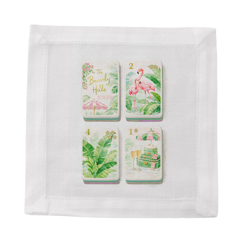 Mahjong Beverly Theme Mahj Cotton Sateen Cocktail Napkins