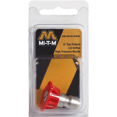 Mi-T-M AW-0018-0302 3.0 Orifice 0 Degree (Red) Pressure Washer Quick Connect Nozzle-1PK