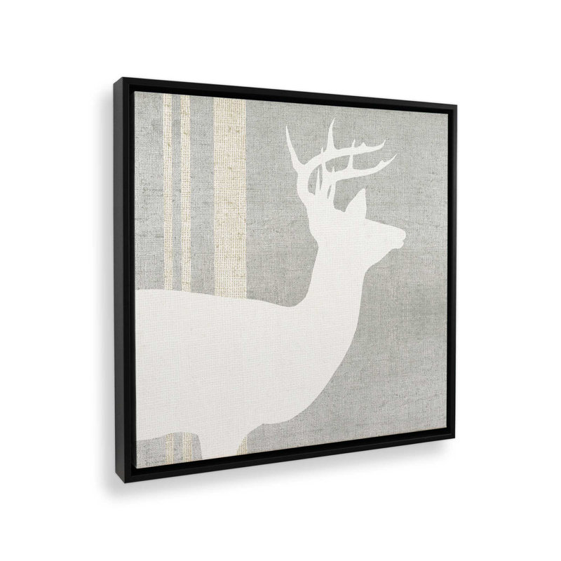 Antlered Silhouette I, reproduction sur toile dans un cadre, H 32,75 po x l 32,75 po, Noir satiné