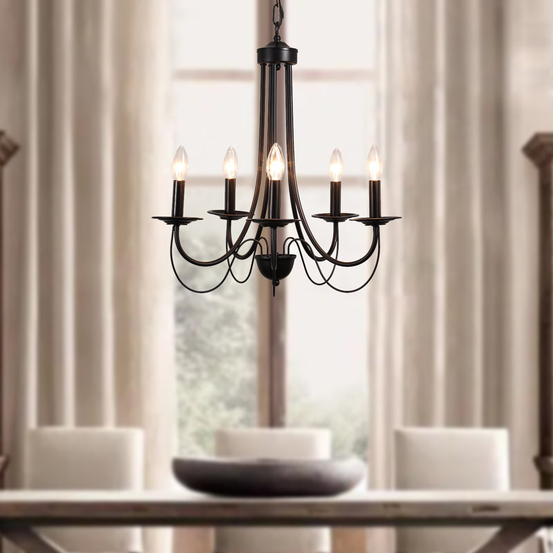 Lustre 5 lumières façon bougie Araiah noir